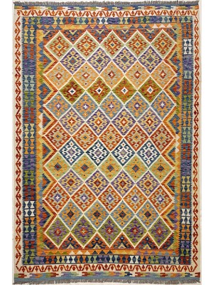 Afgan Halı El Dokuma Afgan Kilim Kök Boya 100% Yün Çift Taraf Kullanım 6m2