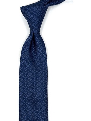 Kravatkolik Lacivert Motif Desen Ince Kravat SK8064