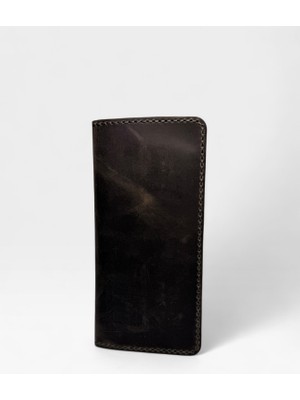 El Yapımı Hakiki Deri Uzun Cüzdan 20X10 cm – 6 Kartlık, Çift Nakit Bölmeli, Siyah/lacivert/haki/antrasit