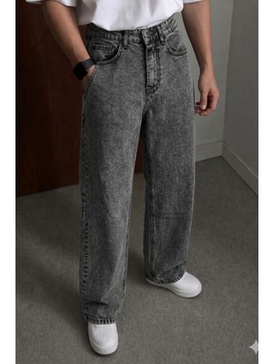 Tarz Cool Erkek Bol Paça Jean Pantolon Rahat Kesim Denim