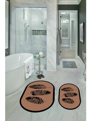 PremiumPort Yıkanabilir, Kaymaz, Dijital Baskılı, Oval Banyo ve Klozet Takımı
