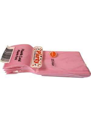 Omeyva Plastik Çatal Pembe Renkli Lüx Parti Piknik Davet Doğum Günü Çatalı - 18 Cm. - 25 Adetlik Paket