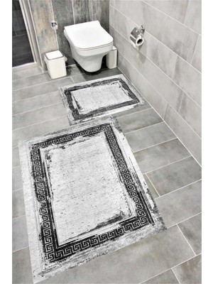 PremiumPort Suya Dayanıklı, Kaymaz Tabanlı, Dijital Baskılı Banyo Paspası Takımı