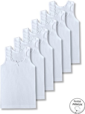 Panfilia %100 Pamuk Kız Çocuk Kalın Askılı Atlet 6'lı Set / Fanila / İç Çamaşır