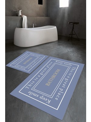 PremiumPort Yıkanabilir, Kaymaz, Dijital Baskılı, Iki Parça Banyo Takımı