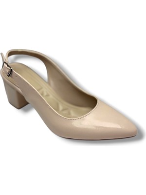 C-Shoes CV100-26 Cilt Sivri Burun Kalın Topuklu Kadın Ayakkabı(6cm)