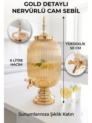 Hometarz Cam Sebil - Yağlık, Şerbetlik, Sürahi - 6 Litre, 50 Cm-7