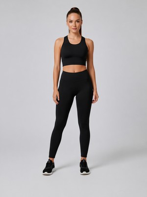 Velmora Siyah Spor Gündelik Tayt Yüksek Bel