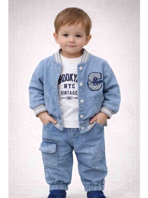 Gvn Kids Erkek Çocuk 3’lü Takım – Kot Ceketli Spor Kombin