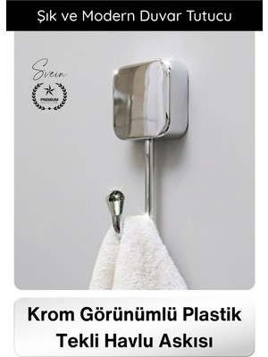 Svein #askı Krom Görünümlü Plastik Tekli Havlu Askısı Banyo Mutfak Duvar Askı Havlu Tutucu Duvara Monte Şık ve Modern Minimal Paslanmaz Fonksiyonel Fayans Üzeri Havluluk Sağlam Dayanıklı Uzun Ömürlü