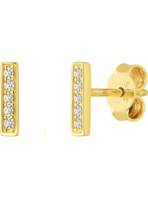 goldkupe 14 Ayar Altın Çubuk Taşlı Küpe 0,86 gr