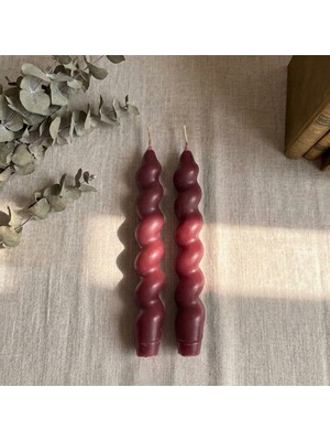 Italyan Spiral Şamdan Mum 2’li Set – Dekoratif Burgulu Mumlar (Şamdansız)