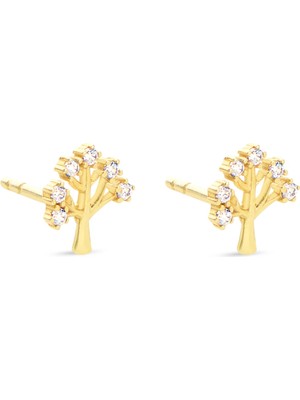 goldkupe 14 Ayar Altın Taşlı Ağaç Küpe 1,03 gr