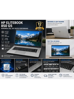 Hp Elitebook 850 G5 I5-7200U 8gb 120GB SSD 15.6” Fhd Yenilenmiş Laptop