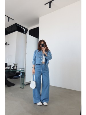 Özge Özgenç Tek Cepli Denim Gömlek