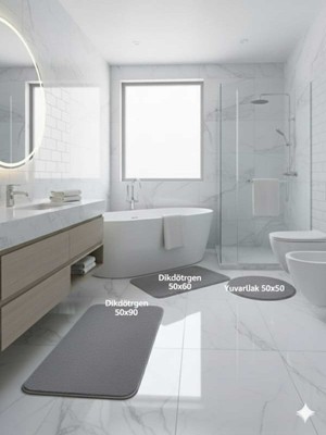 PremiumPort Banyo Paspas Takımı 50X90+50X60+50X50, Şık ve Kullanışlı Set