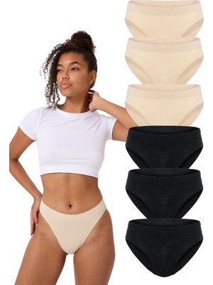 Forever More Kadın Slip Külot 6'lı Paket Dikişsiz Tasarım %80 Polyamid %20 Elastan Konfor