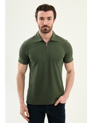 MCR Düz Slim Fit Fermuarlı Polo Yaka Erkek T-Shirt