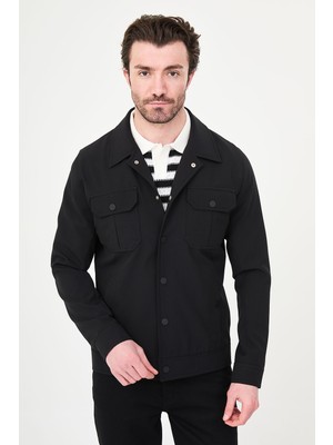 MCR Düz Slim Fit Gömlek Yaka Çıtçıtlı Erkek Mont