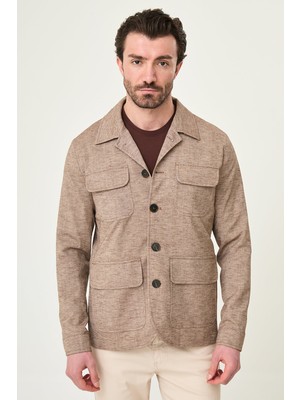 MCR Kırçıllı Slim Fit Torba Cep Apaç Yaka Erkek Trenchcoat