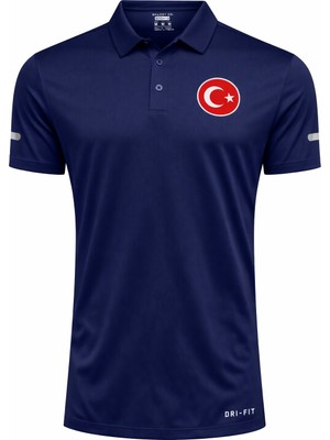 Ghassy Co. Türk Bayrak Logolu Polo Yaka Hafif Esnek Hızlı Kuruyan Kumaş Performans Spor Tişört