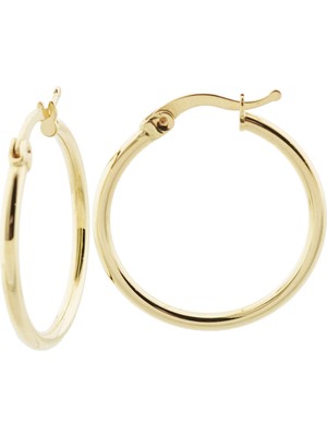 İryum Klipsli 14 Ayar Altın Halka Küpe Simit Gövde-Büyük Boy