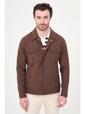 MCR Düz Slim Fit Gömlek Yaka Çıtçıtlı Erkek Mont