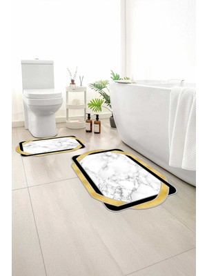 PremiumPort Yumuşak ve Kaymaz Banyo Paspası Seti, 60X100 ve 50X60, Yıkanabilir
