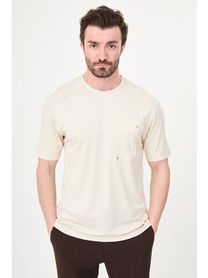 MCR Düz Slim Fit Bisiklet Yaka Cepli Bi-Stretch Interlok Erkek T-Shirt