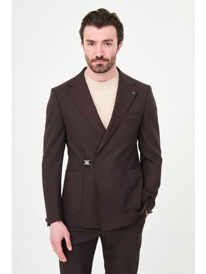 MCR Düz Slim Fit Mono Yaka Tokalı Erkek Takım Elbise