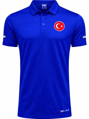 Ghassy Co. Türk Bayrak Logolu Polo Yaka Hafif Esnek Hızlı Kuruyan Kumaş Performans Spor Tişört