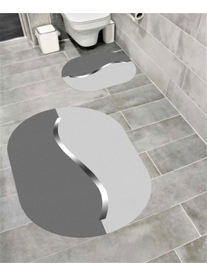 PremiumPort Kaymaz Tabanlı 2'li Banyo Paspası Takımı, Makinede Yıkanabilir, Kolay Temizlenir