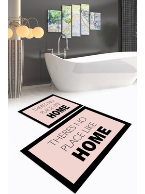 PremiumPort Yıkanabilir, Kaymaz Dijital Baskılı Ikili Banyo ve Klozet Takımı