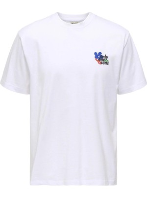 Only & Sons Onsfleuri Life Flower Rlx Ss Tee Erkek T-Shirt Beyaz (22037619)