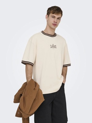 Only & Sons Onsles Classiques Caspian Boxy Ss Tee Erkek T-Shirt Bej (22037720)
