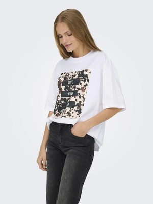 Only Onlriri S/s Aop Print Top Box Jrs Kadın T-Shirt Beyaz (15358200)