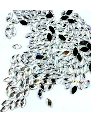 Yiğit Aksesuar 1 cm (5X10) Ütü ile Yapışan Taş Arpa Model Mekik Cam Taş 100 Adet