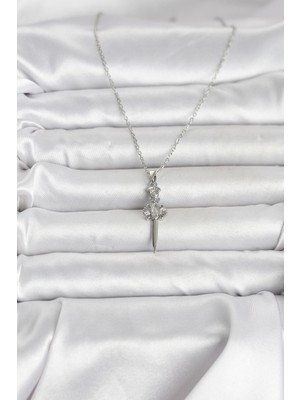 ForWhat Zarif Boyunlar Için Silver Çelik Zincirli Kılıç Stil Kadın Kolye