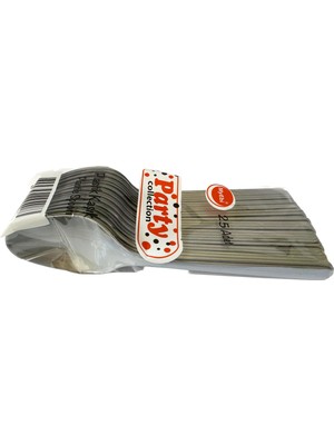 Omeyva Plastik Gümüş Gri Renk Kaşık - Parti Davet Piknik Çorba Yemek Kaşığı - 18 Cm. - 25 Adetlik Paket