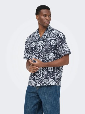 Only & Sons Onswhite Resort Reg Ss Shirt Erkek Gömlek Mavi (22037244)