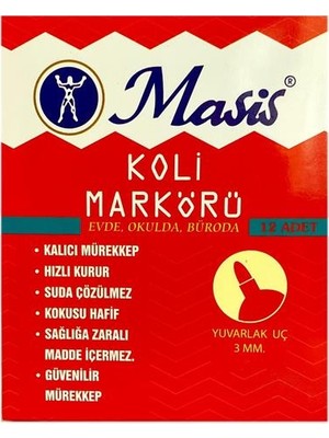 Masis Permanent Kırmızı Yuvarlak Uç 12LI