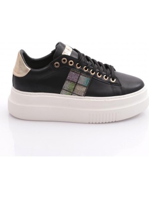 Dgn ES861 Kadin Kalin Taban Silver Taşli Sneakers Ayakkabi