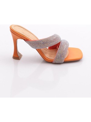 Dgn 8038 Kadin Silver Taşli Bant Atmali Topuklu Terlik