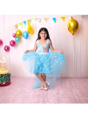 Ahsenim Bebe Kuyruklu Elsa Kız Çocuk Abiye Elbise