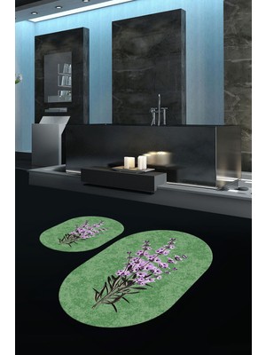 PremiumPort Yıkanabilir, Dijital Baskılı, Kaymaz Taban, Oval Banyo ve Klozet Takımı