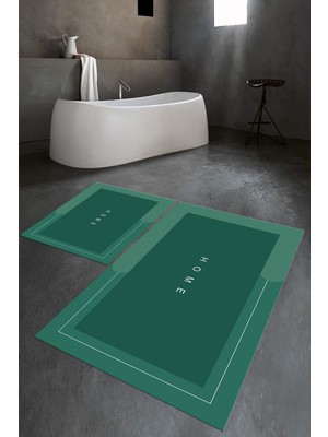 PremiumPort Yıkanabilir Dijital Baskılı Kaymaz Ikili Banyo ve Klozet Takımı