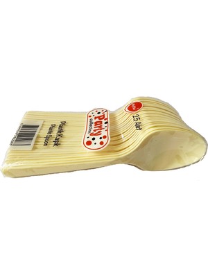 Omeyva Plastik Krem Renk Kaşık - Parti Davet Piknik Çorba Yemek Kaşığı - 18 Cm. - 25 Adetlik Paket