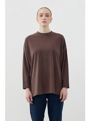 Merwishop Merwish Spor Model Bluz Tunik 1807 Kahverengi