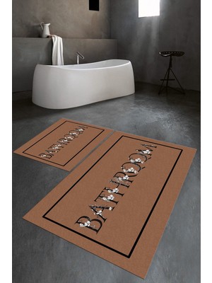 PremiumPort Dijital Baskılı Kaymaz Yıkanabilir Banyo Ikili Klozet Takımı