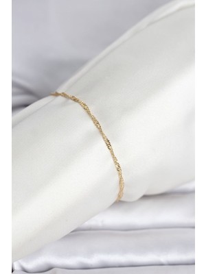 Epilons CM 14K Gold Renk Ezme Burgu Zincir Model Kadın Bileklik - TJ-BB8280